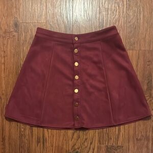 Elegant Burgundy Button-Up Skirt